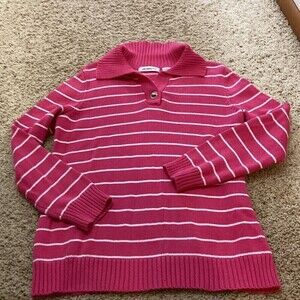 Liz Claiborne cotton pink striped sweater